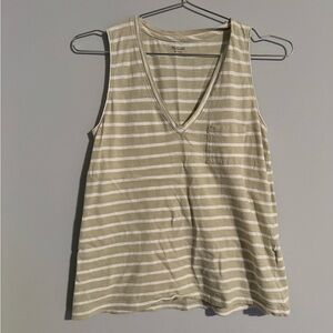 Madewell Whisper 100% Cotton Tank Top Size XXS Striped Casual V-Neck Pocket